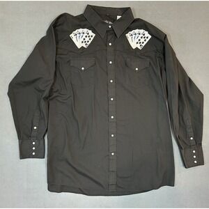 White Horse Pearl Snap Shirt Mens Spade Poker Card Royal Flush F2 Size XXL